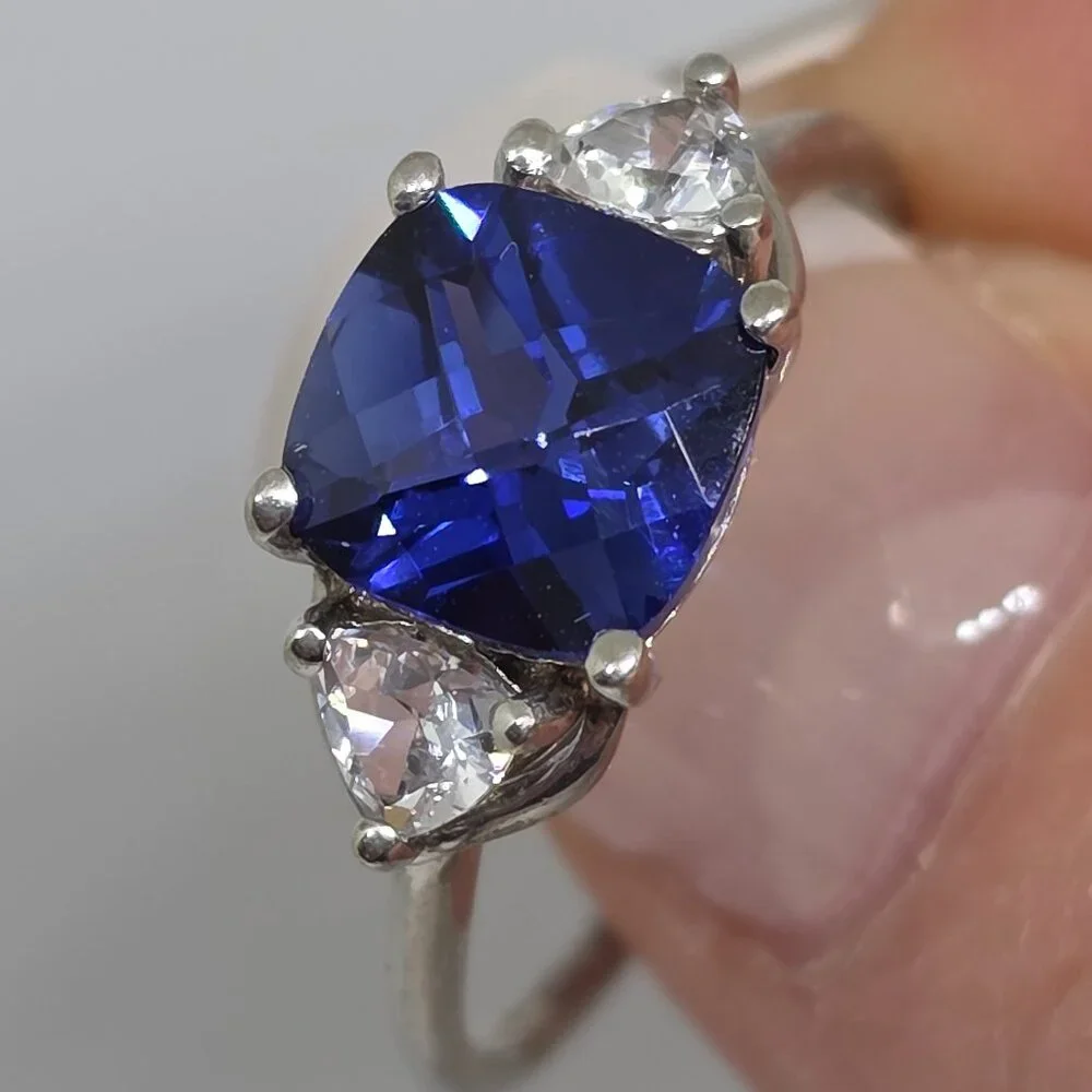 EMA Sterling Silver blue solitaire